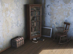 Dusty Old Bookshelf 3D Model