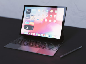 Large Digital Tablet With Keyboard Case and Stylus 3D 模型