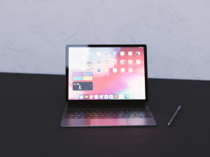 Large Digital Tablet With Keyboard Case and Stylus 3D 模型