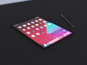 Large Digital Tablet With Keyboard Case and Stylus 3D 模型