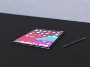 Large Digital Tablet With Keyboard Case and Stylus 3D 模型