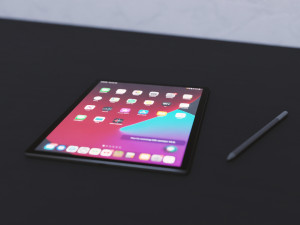 Large Digital Tablet With Keyboard Case and Stylus 3D 模型