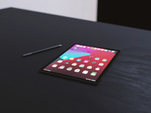 Large Digital Tablet With Keyboard Case and Stylus 3D 模型