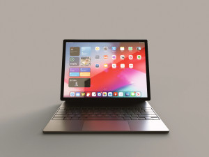 Large Digital Tablet With Keyboard Case and Stylus 3D 模型