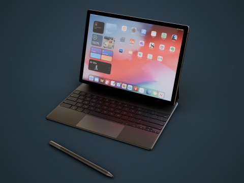 Large Digital Tablet With Keyboard Case and Stylus Modelo 3D