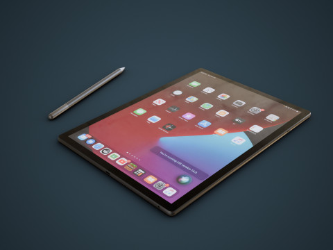 Large Digital Tablet With Keyboard Case and Stylus Modelo 3D