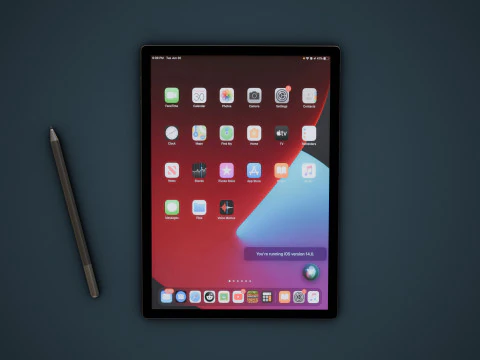 Duży cyfrowy tablet z obudową na klawiaturę i rysikiem Model 3D