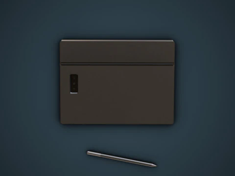 Duży cyfrowy tablet z obudową na klawiaturę i rysikiem Model 3D