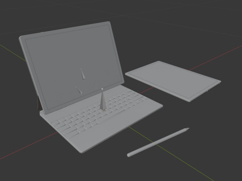 Large Digital Tablet With Keyboard Case and Stylus Modelo 3D