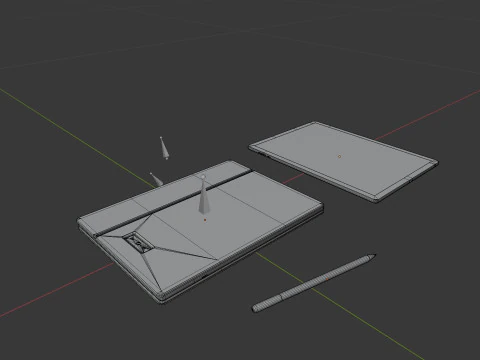 Duży cyfrowy tablet z obudową na klawiaturę i rysikiem Model 3D