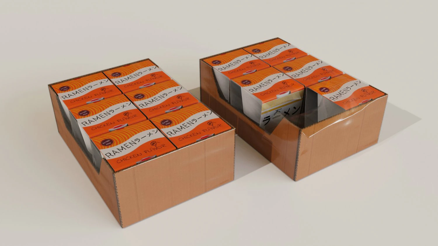 Box of Instant Noodles 3D Model .c4d .max .obj .3ds .fbx .stl .blend 