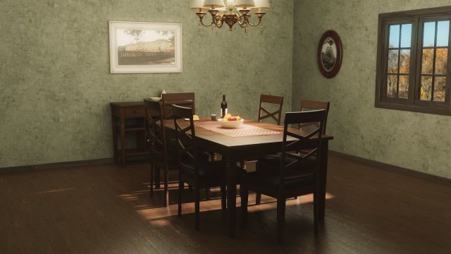 Dining Room Table and Chair 3D Model .c4d .max .obj .3ds .fbx .stl .blend 
