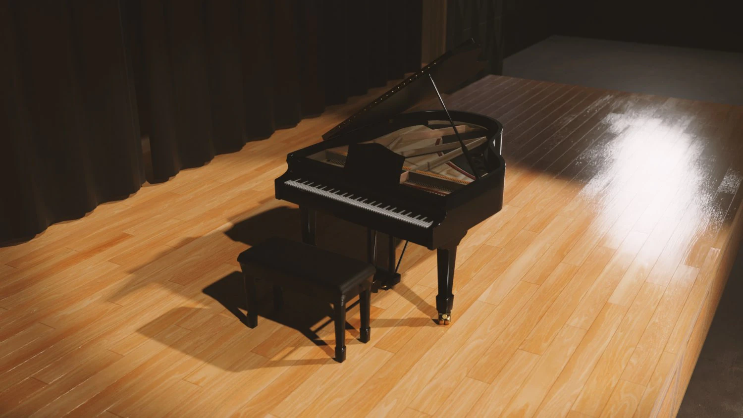 Grand Piano 3D Model .c4d .max .obj .3ds .fbx .stl .blend 