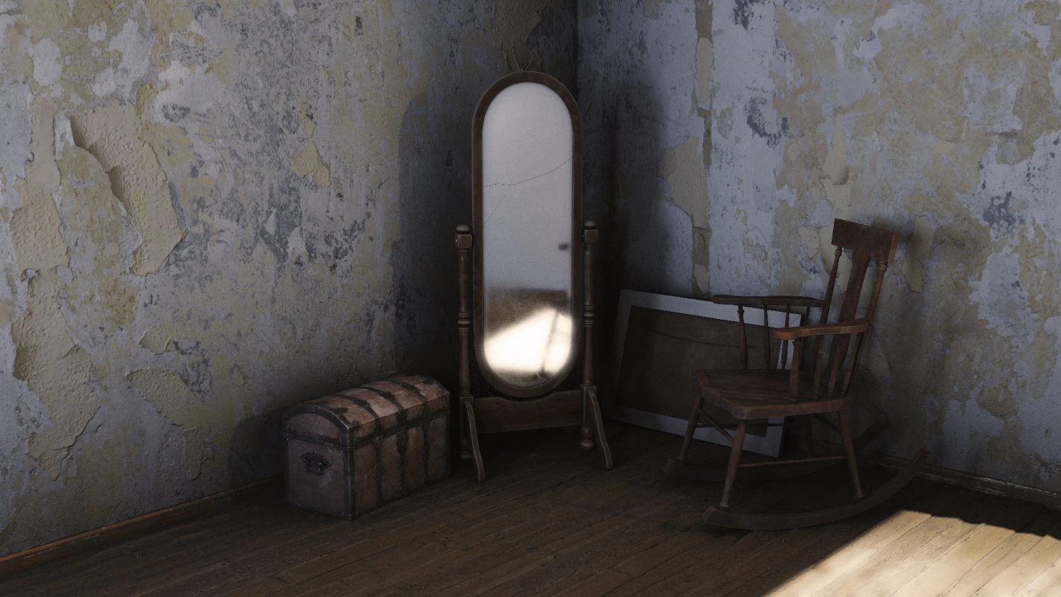 Antique Standing Mirror 3D Model .c4d .max .obj .3ds .fbx .stl .blend 