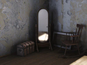 골동품 스탠딩 거울 3D 모델