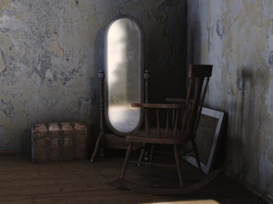 Antique Standing Mirror Model 3D