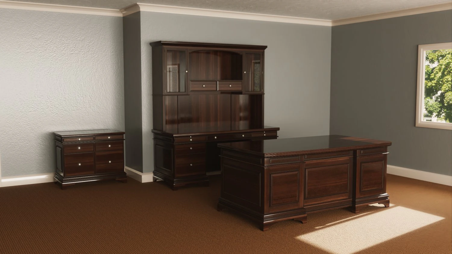 Classic Office Furniture 3D Model .c4d .max .obj .3ds .fbx .stl .blend 