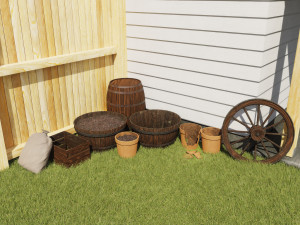 Barrels And Pots 3D 模型