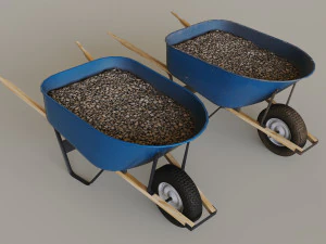 Outdoor Tools And Wheelbarrow 3D Model
