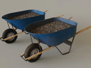 Outdoor Tools And Wheelbarrow 3D Model