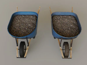 Outdoor Tools And Wheelbarrow 3D Model