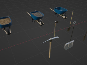 Outdoor Tools And Wheelbarrow 3Dモデル