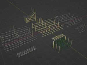 Mountain Fence Pack 3D Model
