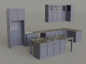 Kitchen Countertop Set 3D Model