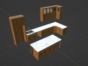 Kitchen Countertop Set 3D Model