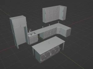 Kitchen Countertop Set 3D Model