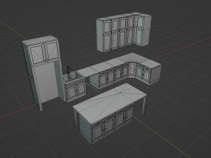 Kitchen Countertop Set 3D Model
