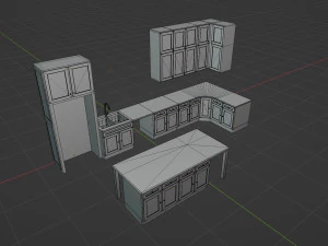 Kitchen Countertop Set 3D Model