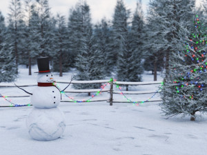 Snowman Wearing A Top Hat 3D Model