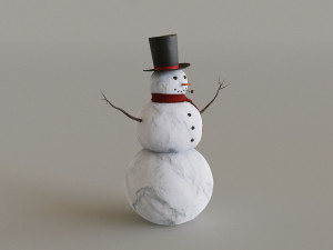 Snowman Wearing A Top Hat 3Dモデル