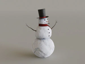 Snowman Wearing A Top Hat 3D Model