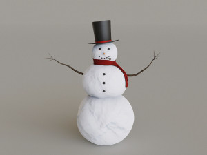 Snowman Wearing A Top Hat 3Dモデル