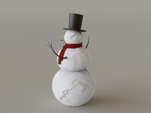 Snowman Wearing A Top Hat 3Dモデル