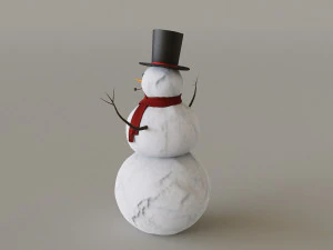 Snowman Wearing A Top Hat 3D Model