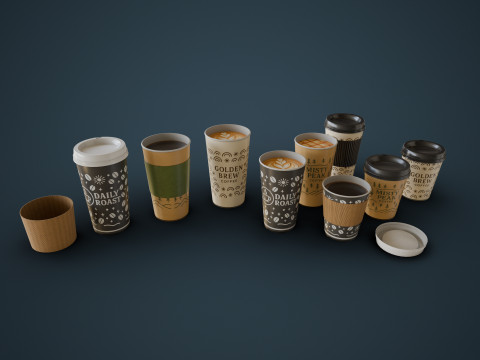 Lattes and Coffee 3D Model