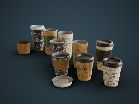 Lattes and Coffee 3D 模型