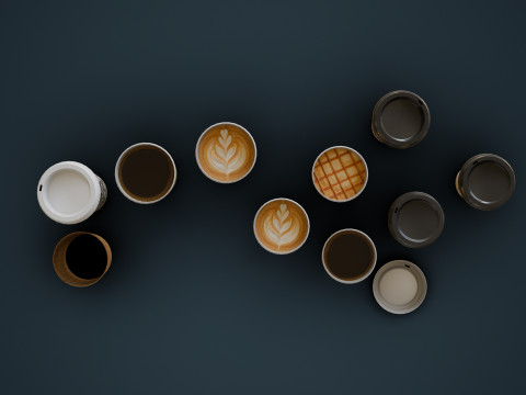 Lattes and Coffee 3D 模型