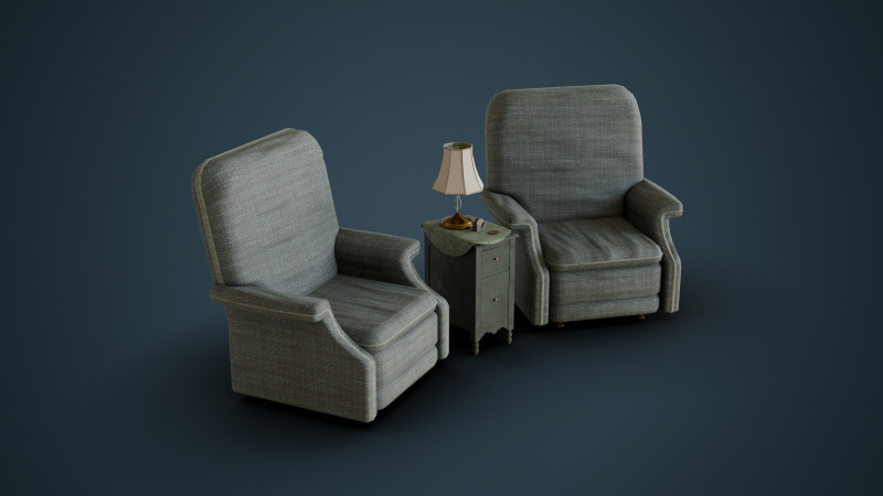 Old Side Stand and Recliner 3D मॉडल .c4d .max .obj .3ds .fbx .stl .blend