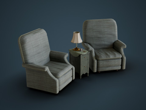 Old Side Stand and Recliner 3Dモデル