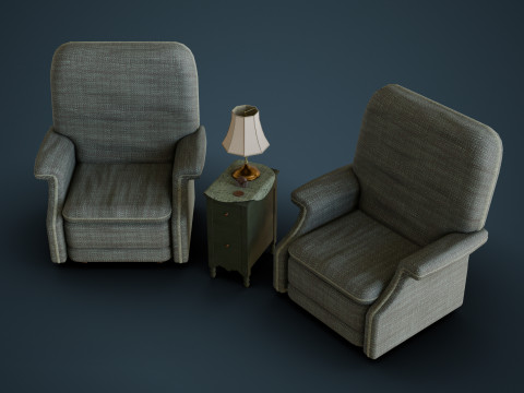 Old Side Stand and Recliner 3D मॉडल