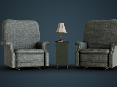 Old Side Stand and Recliner 3D मॉडल