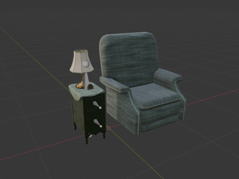 Old Side Stand and Recliner 3D मॉडल