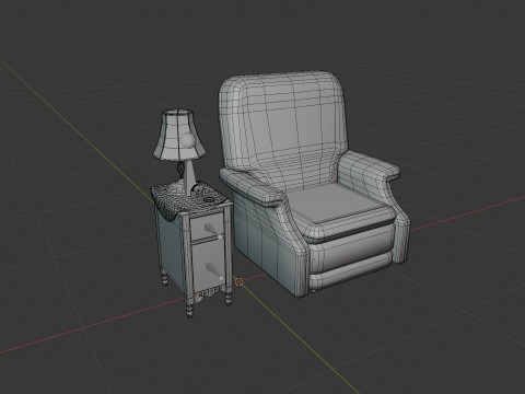 Old Side Stand and Recliner 3D मॉडल