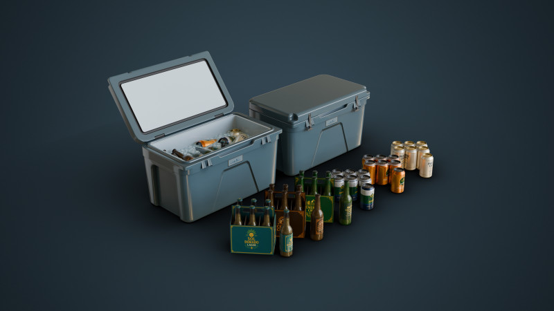Cooler and Beers 3D Model .c4d .max .obj .3ds .fbx .stl .blend