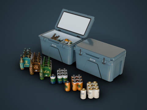 Cooler and Beers 3D Model