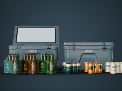 Cooler and Beers 3D Model